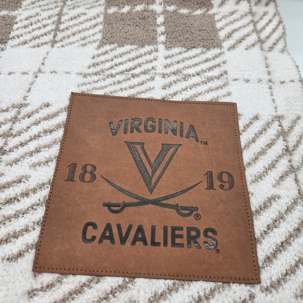 Univ Of Virginia Cavaliers NCAA Feather Yarn Throw 60x70 In. Tan Cream Plaid NEW